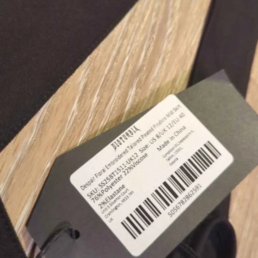 Disturbia despair floral embroidered tailored pleated pinafore midi skirt size 8 - Picture 2 of 4